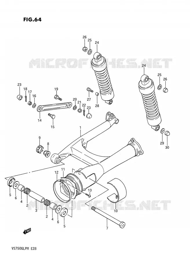 BRAS OSCILLANT (VS750GLF/GLFG/GLPG ~F.NO.100109) Suzuki MOTO 750 INTRUDER 1991  VS750GLPM(E28)