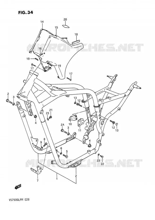 CADRE (MODELE F/G) Suzuki MOTO 750 INTRUDER 1991  VS750GLPM(E28)