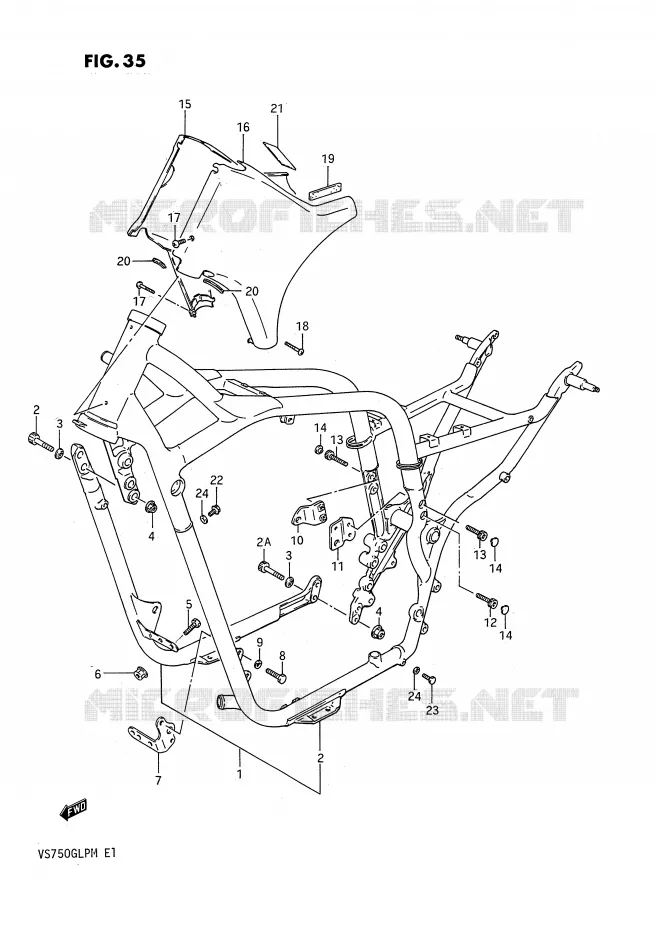 CADRE Suzuki MOTO 750 INTRUDER 1986  VS750GLFG(E1)