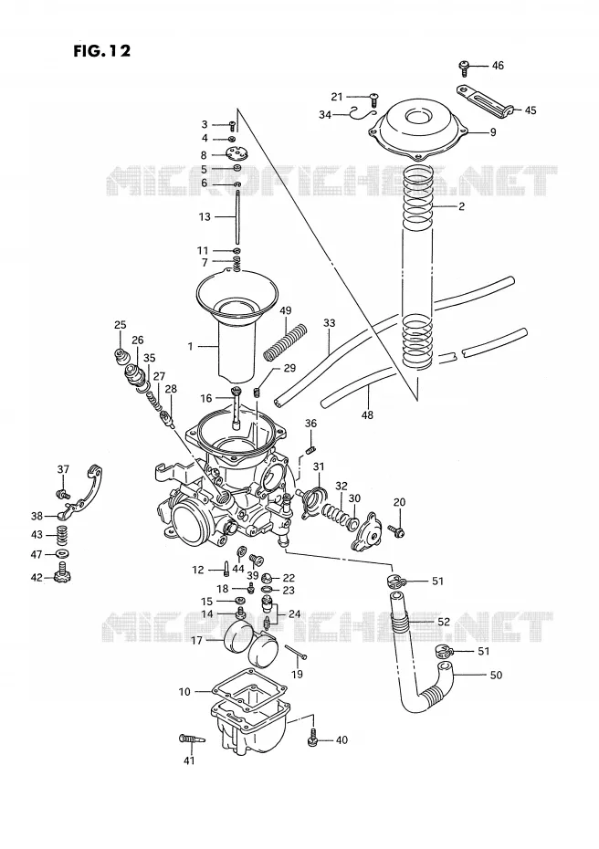 CARBURATEUR (REAR)(MODELE H/J/K/L/M/N/P/R) Suzuki MOTO 1400 INTRUDER 1988  VS1400GLPJ(E2)