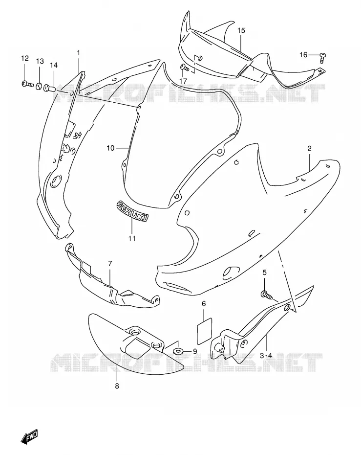 CARENAGE TETE DE FOURCHE (MODELE W) Suzuki MOTO 650 FREEWIND 2000  XF650Y(E2)