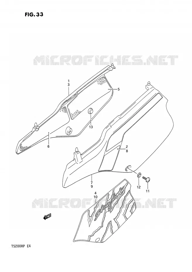 CARENAGES ARRIERE  (MODELE M/N) Suzuki MOTO 200 TS-R 1991  TS200RM(E4)