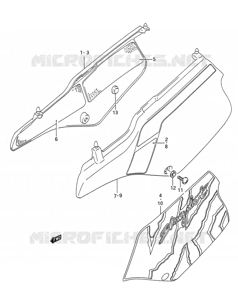 CARENAGES ARRIERE  (MODELE M/N) Suzuki MOTO 200 TS-R 1992  TS200RN(E28)