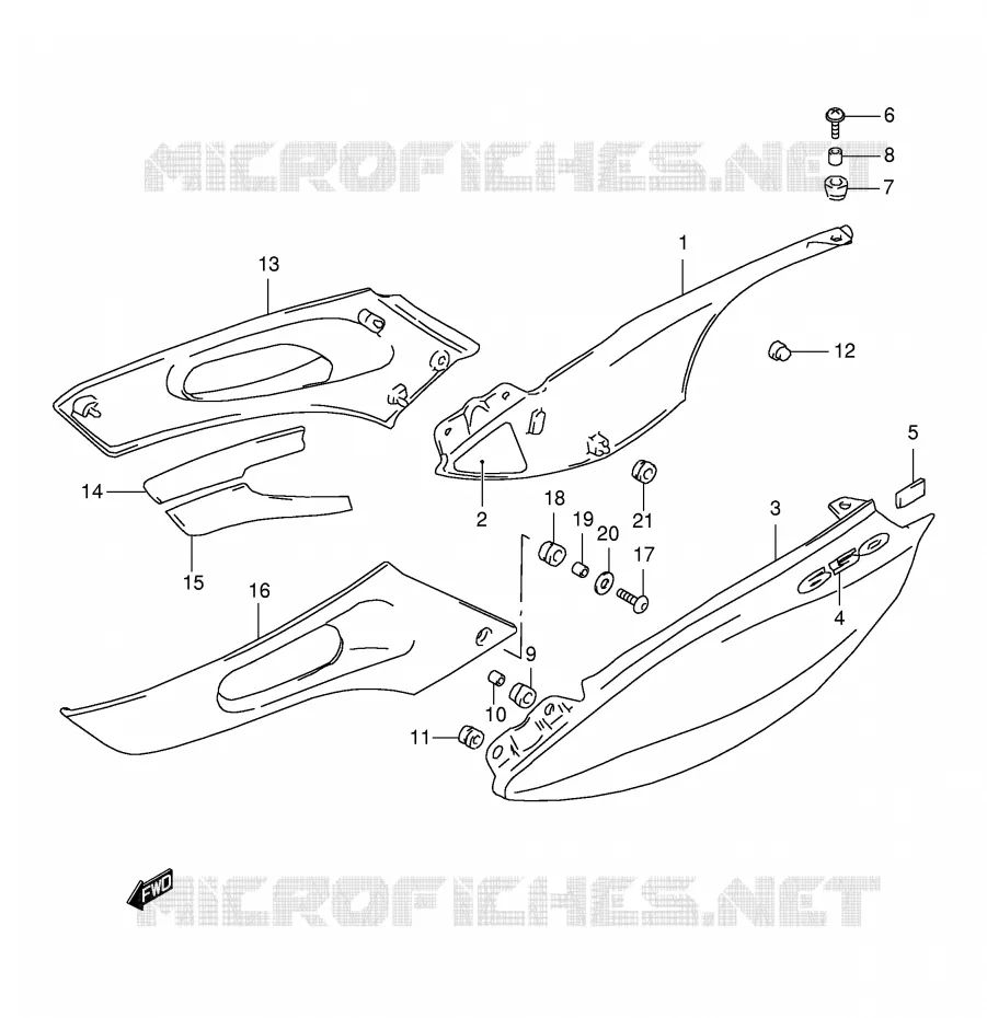 CARENAGES ARRIERE  (MODELE V) Suzuki MOTO 650 FREEWIND 2000  XF650UY(E2)