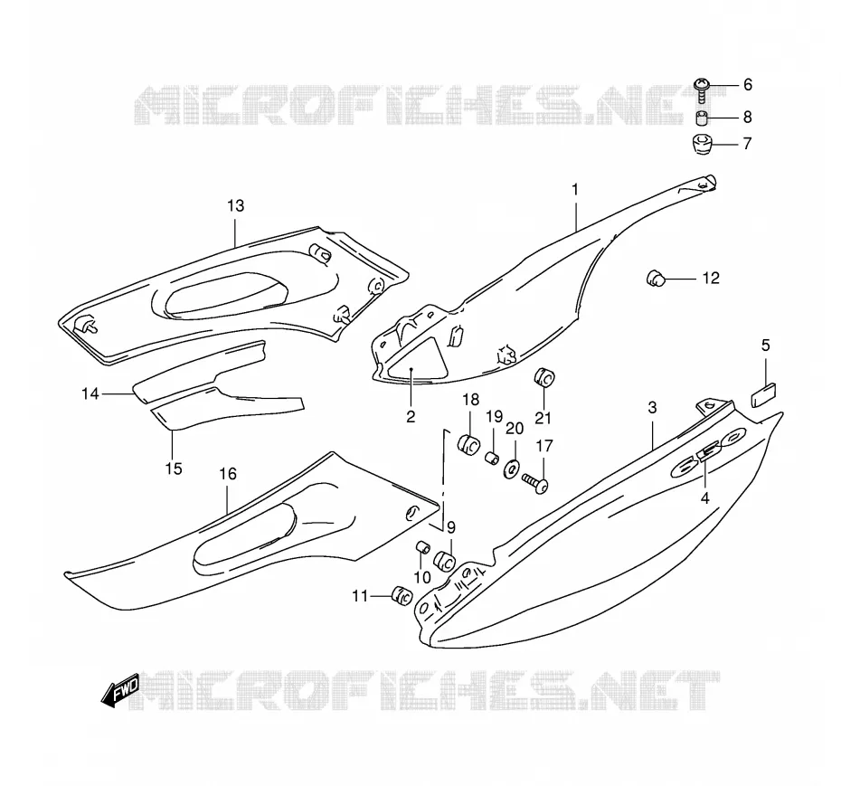 CARENAGES ARRIERE  (MODELE W) Suzuki MOTO 650 FREEWIND 1998  XF650UW(E2)