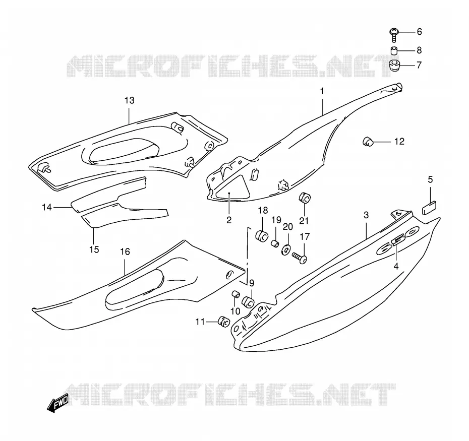 CARENAGES ARRIERE  (MODELE X) Suzuki MOTO 650 FREEWIND 1999  XF650X(E2)