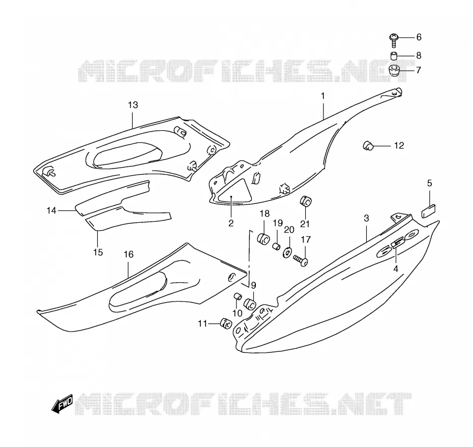 CARENAGES ARRIERE  (MODELE Y) Suzuki MOTO 650 FREEWIND 1998  XF650W(E2)