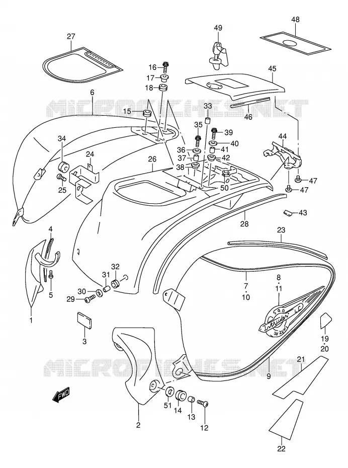 CARENAGES ARRIERE (MODELE K1) Suzuki MOTO 1500 INTRUDER 1999  VL1500X(E2)