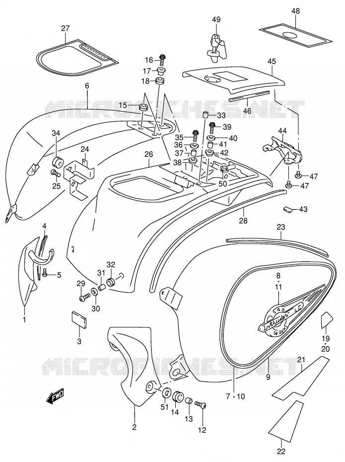 CARENAGES ARRIERE (MODELE K4) Suzuki MOTO 1500 INTRUDER 1999  VL1500X(E2)
