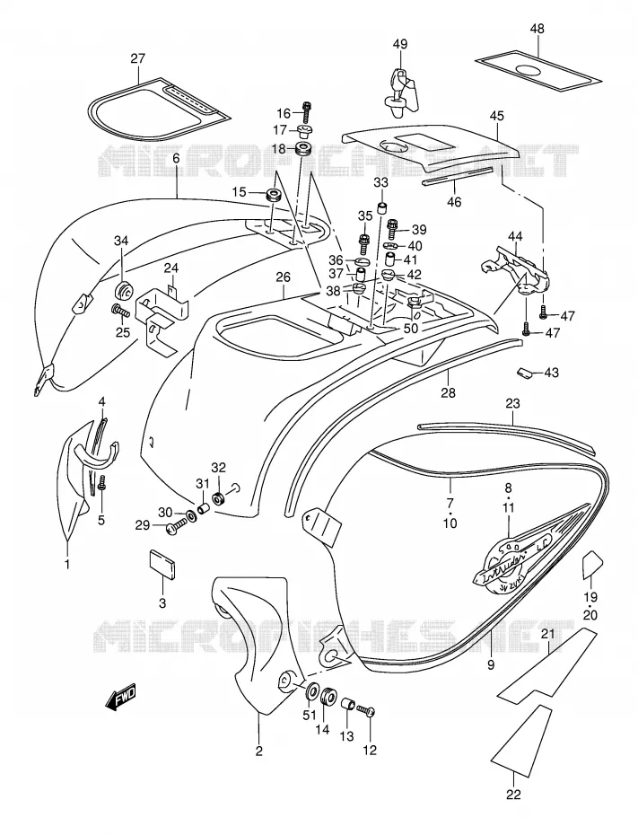 CARENAGES ARRIERE (MODELE Y) Suzuki MOTO 1500 INTRUDER 2001  VL1500K1(E2)