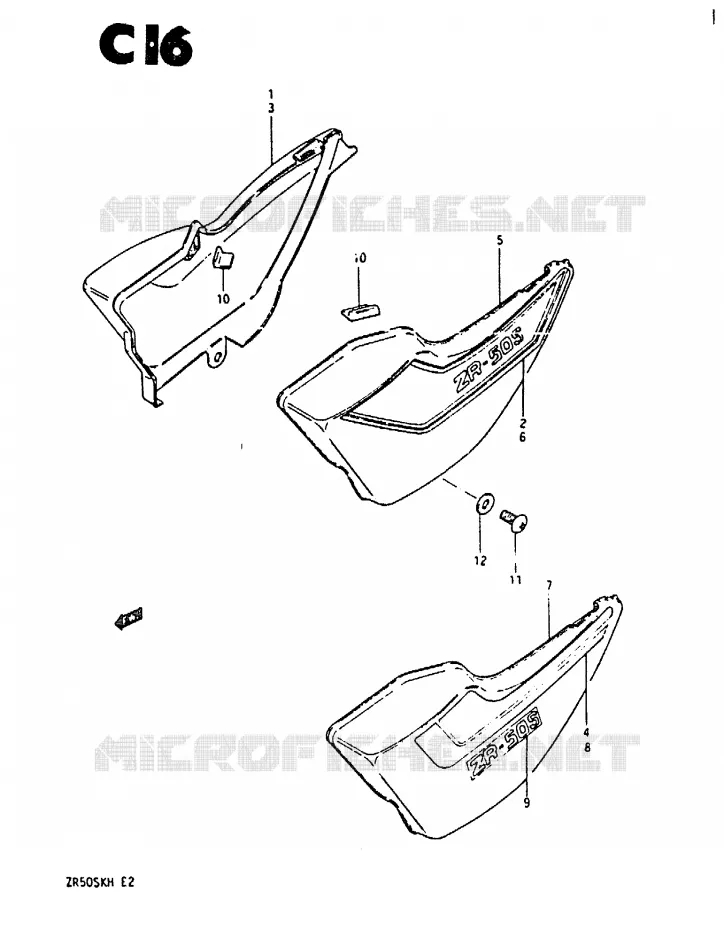CARENAGES ARRIERE Suzuki MOTO 50 ZR 1987  ZR50SKH(E/H)