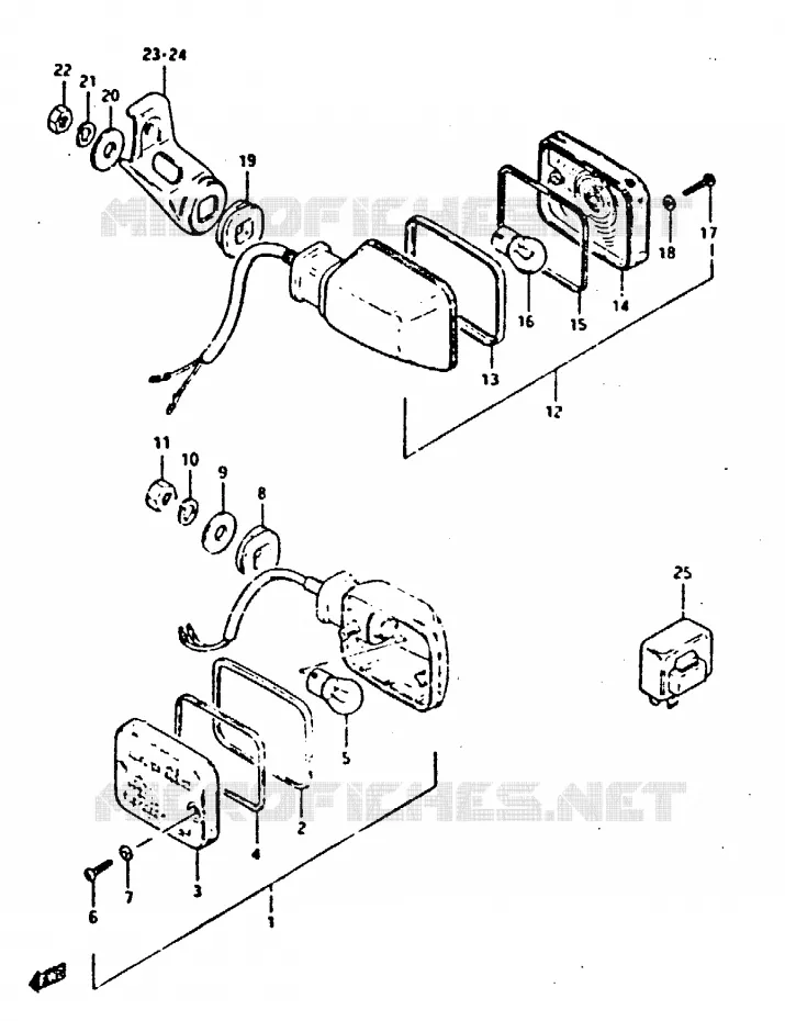 CLIGNOTANTS (E2, E4, E17, E21, E34) Suzuki MOTO 650 XN85-T 1983  XN85D