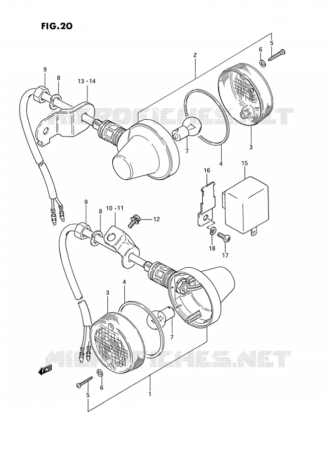 CLIGNOTANTS (MODELE Z/K/P) Suzuki MOTO 185 TS-ER 1992  TS185ERN(E24)