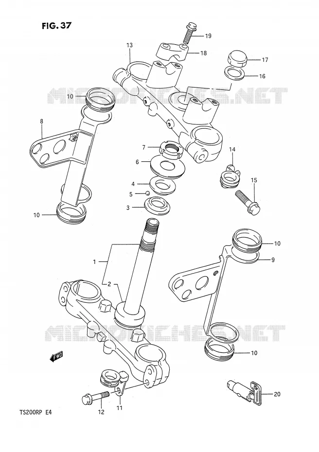 COLONNE DE DIRECTION (E24) Suzuki MOTO 200 TS-R 1991  TS200RM(E4)