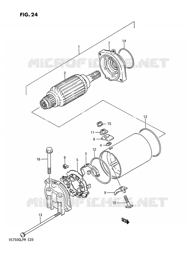 DEMARREUR (MODELE F/G/H/J/K/L) Suzuki MOTO 750 INTRUDER 1987  VS750GLPH(E28)