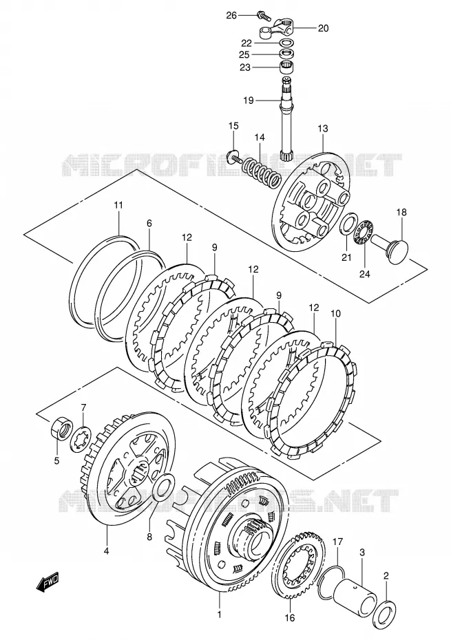 EMBRAYAGE Suzuki MOTO 250 INTRUDER 2001  VL250K1(E2)