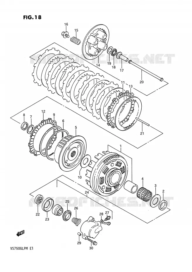 EMBRAYAGE Suzuki MOTO 750 INTRUDER 1990  VS750GLPL(E1)