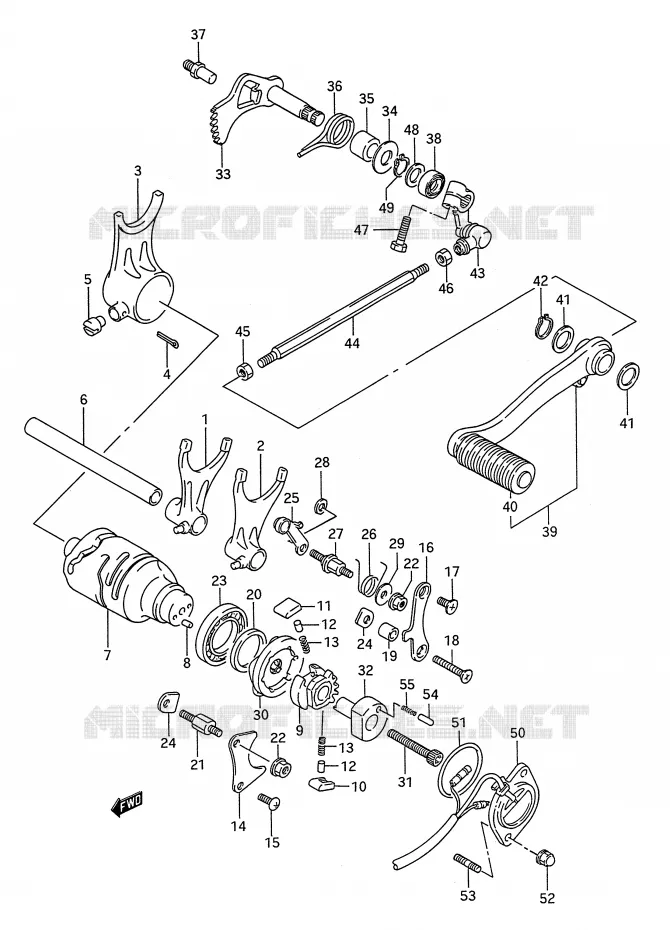 ENSEMBLE DE SELECTION DE VITESSES (MODELE R/S) Suzuki MOTO 1400 INTRUDER 1990  VS1400GLFL(E28)