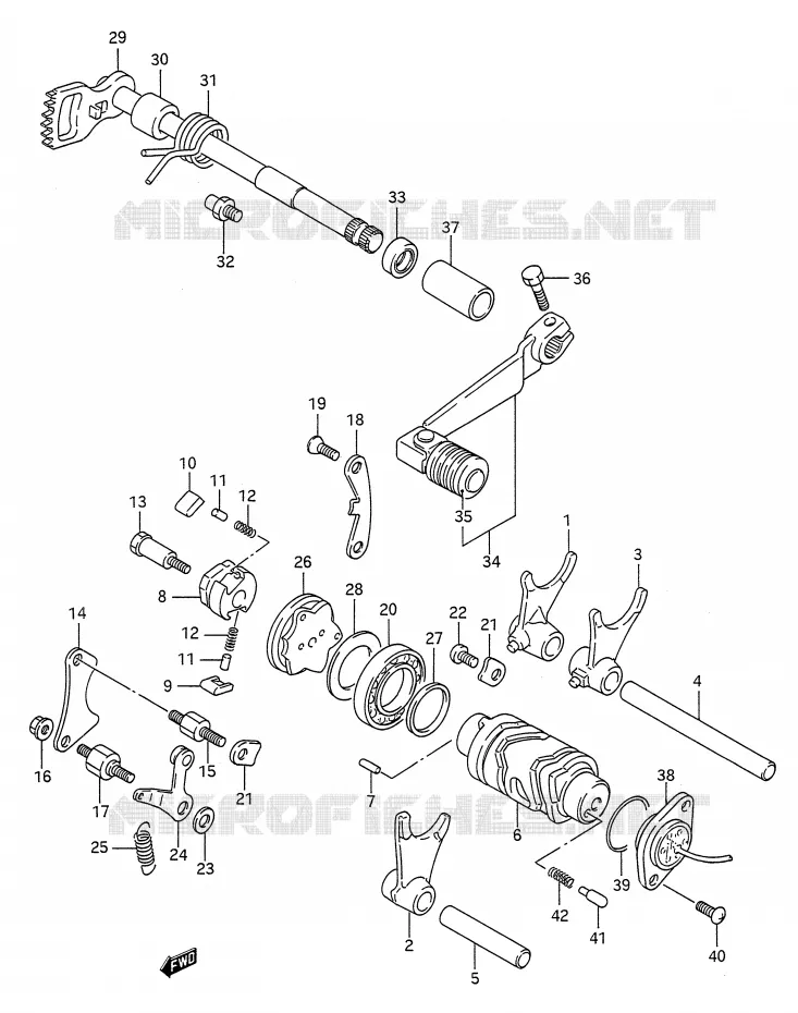 ENSEMBLE DE SELECTION DE VITESSES Suzuki MOTO 200 TS-R 1991  TS200RM(E28)