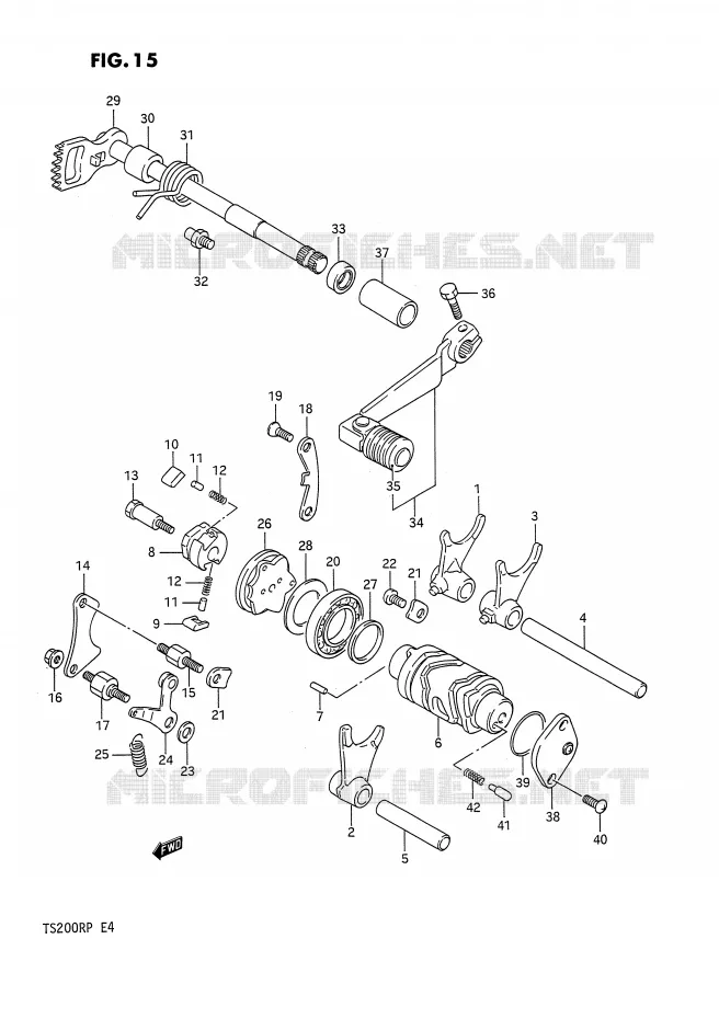 ENSEMBLE DE SELECTION DE VITESSES Suzuki MOTO 200 TS-R 1992  TS200RN(E4)