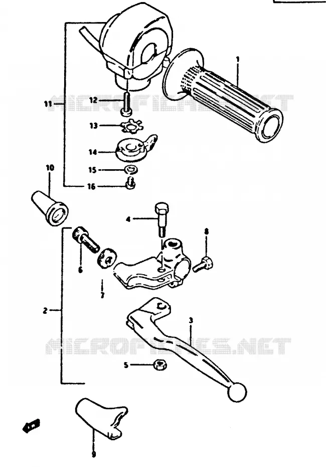 ENSEMBLE POIGNEE GAUCHE Suzuki MOTO 650 XN85-T 1983  XN85D