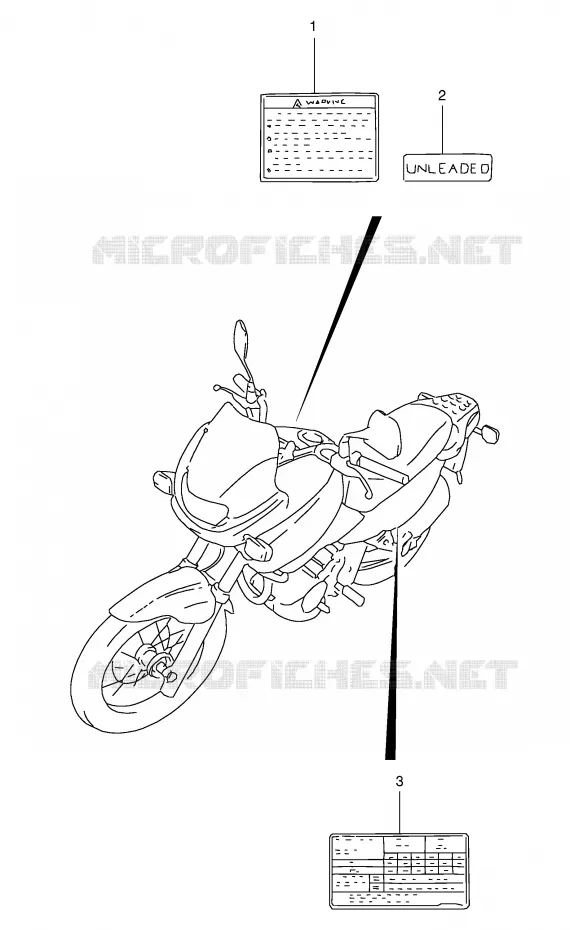 ETIQUETTE (MODELE V/W/X/Y) Suzuki MOTO 650 FREEWIND 1998  XF650W(E2)