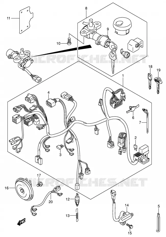 FAISCEAU ELECTRIQUE (VL800K4/ZK4) Suzuki MOTO 800 VOLUSIA 2002  VL800K2(E2)