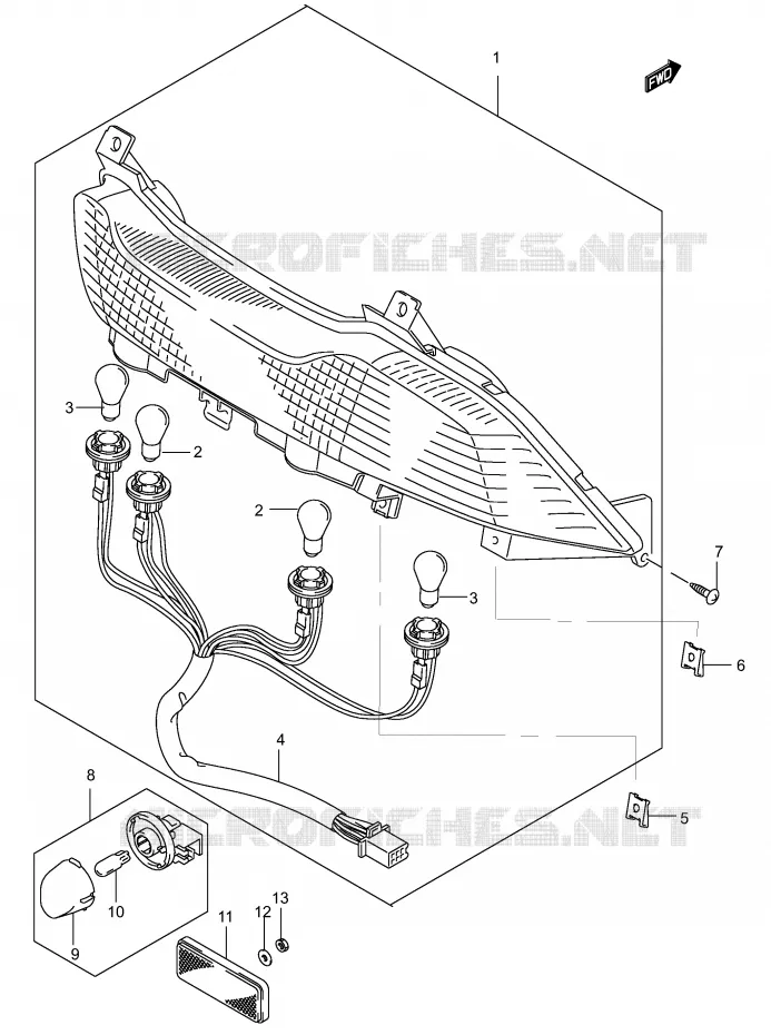 FEU ARRIERE (MODELE K4/K5) Suzuki SCOOTER 150 BURGMAN 2004  UH150K4(P19)