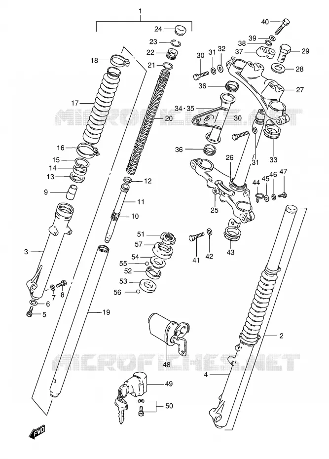 FOURCHE AVANT Suzuki MOTO 125 TS-ER 1994  TS125ERCR(E1)