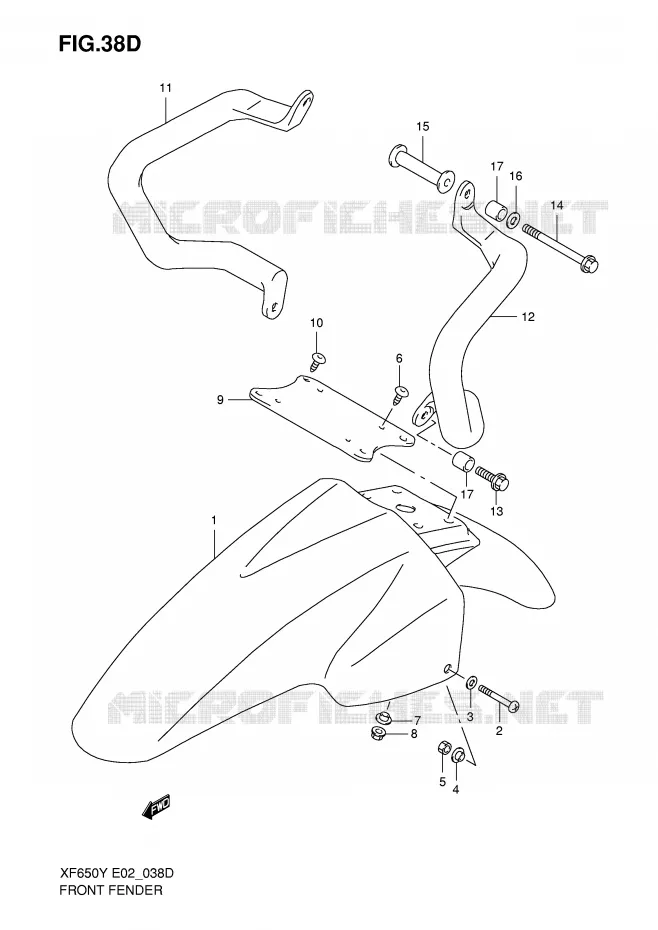 GARDE BOUE AVANT (MODELE K1) Suzuki MOTO 650 FREEWIND 2000  XF650Y(E2)