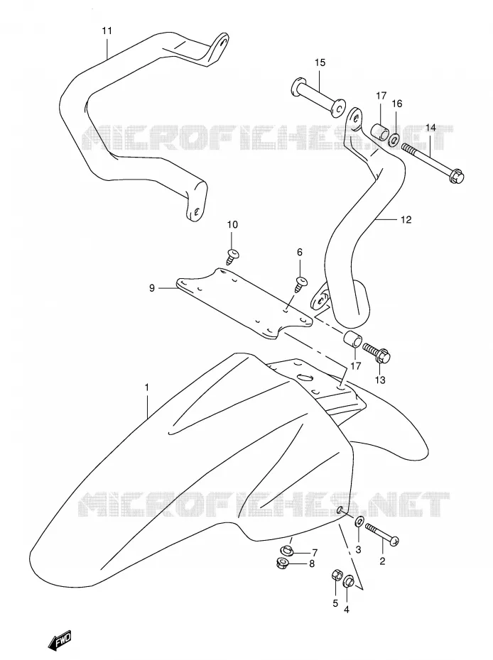 GARDE BOUE AVANT (MODELE V) Suzuki MOTO 650 FREEWIND 2000  XF650UY(E2)