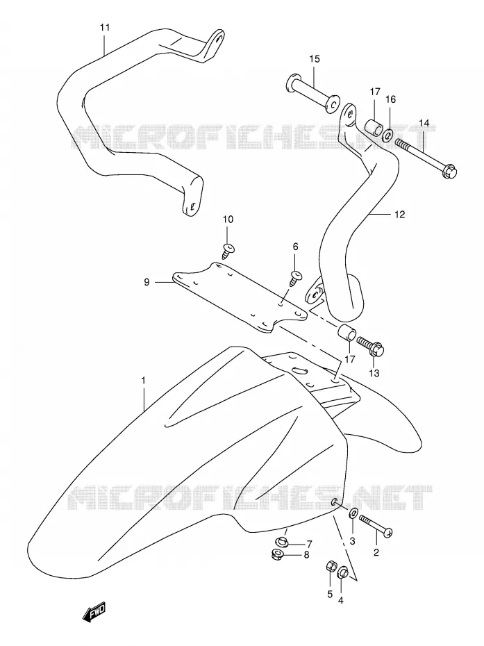 GARDE BOUE AVANT (MODELE W) Suzuki MOTO 650 FREEWIND 2000  XF650Y(E2)