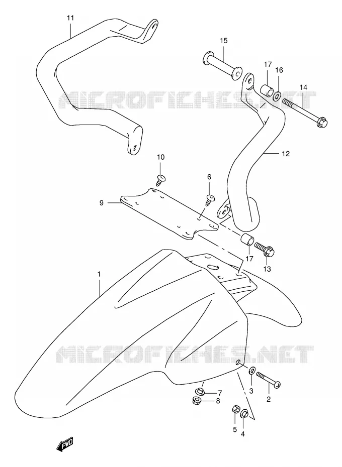 GARDE BOUE AVANT (MODELE X) Suzuki MOTO 650 FREEWIND 1999  XF650UX(E2)
