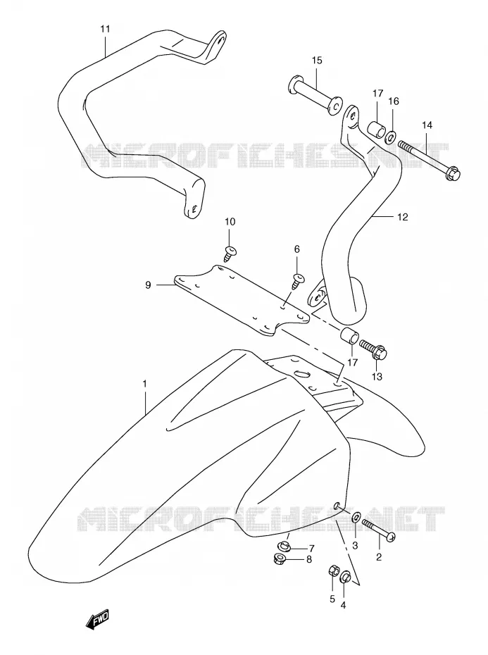 GARDE BOUE AVANT (MODELE Y) Suzuki MOTO 650 FREEWIND 2000  XF650UY(E2)