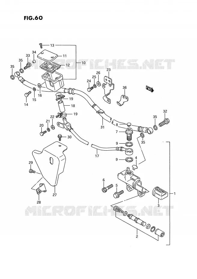 MAITRE CYLINDRE ARRIERE (MODELE H/J/K/L/M/N/P/R) Suzuki MOTO 1400 INTRUDER 1992  VS1400GLFN(E2)