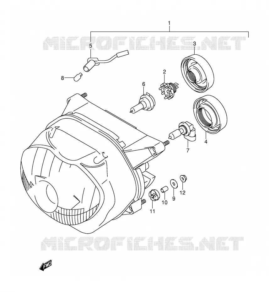 PHARE (MODELE Y/K1 E2,E24) Suzuki MOTO 650 FREEWIND 1999  XF650UX(E2)