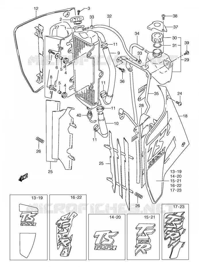 RADIATEUR (MODELE K/L/M/N) Suzuki MOTO 125 TS-R 1990  TS125RL(E2)