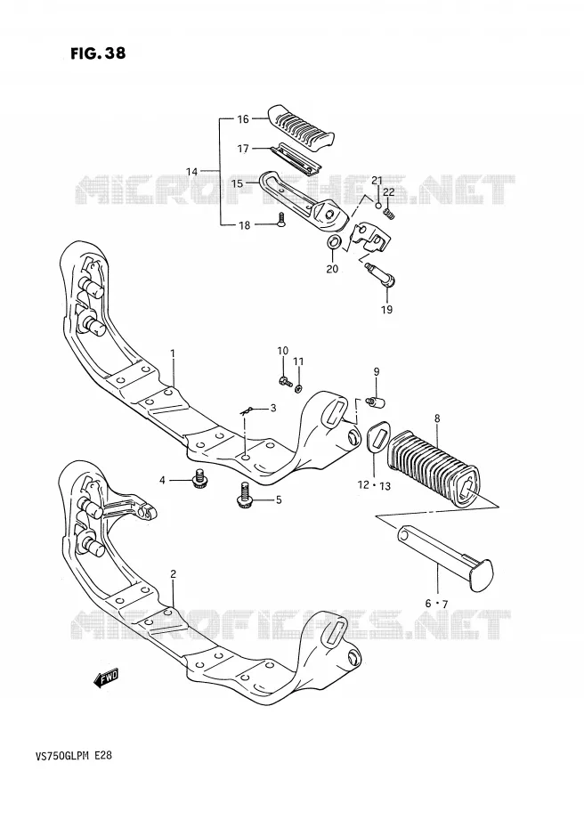 REPOSE PIED (MODELE F/G) Suzuki MOTO 750 INTRUDER 1987  VS750GLPH(E28)