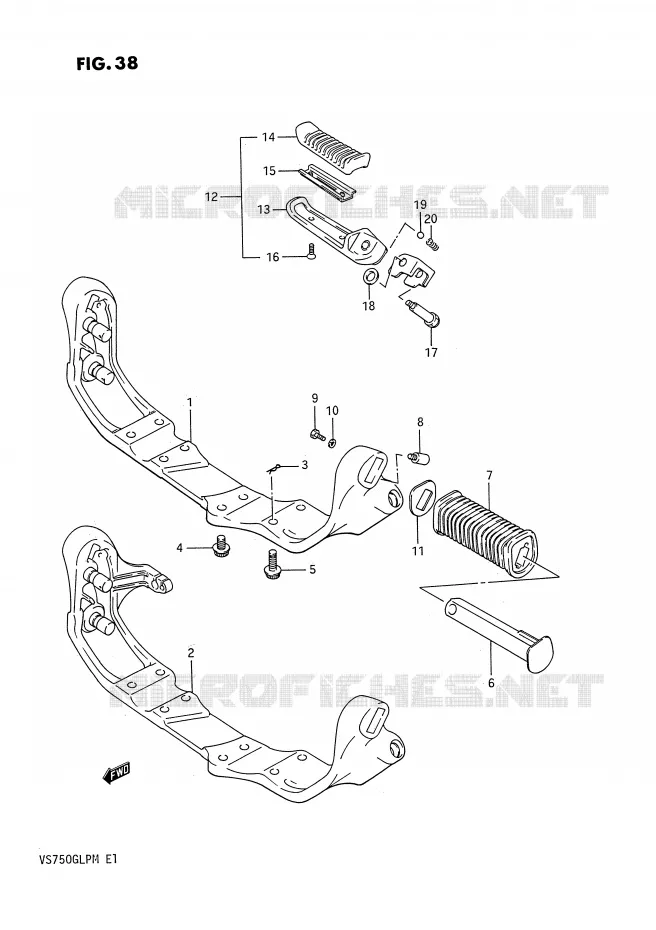 REPOSE PIED (MODELE F/G) Suzuki MOTO 750 INTRUDER 1990  VS750GLPL(E1)