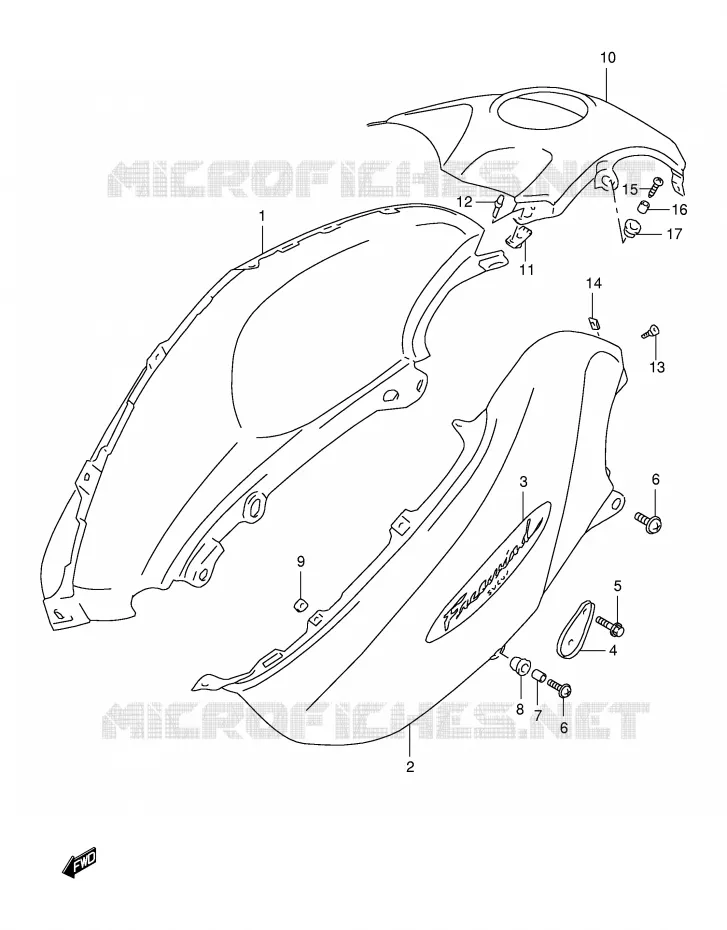 RESERVOIR D'ESSENCE - COUVERCLES (MODELE W) Suzuki MOTO 650 FREEWIND 1997  XF650UV(E2)