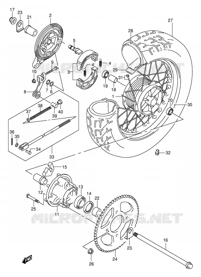 ROUE ARRIERE Suzuki MOTO 125 INTRUDER 2000  VL125UY(E22)