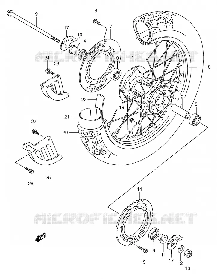 ROUE ARRIERE Suzuki MOTO 125 TS-R 1989  TS125RK(E2)