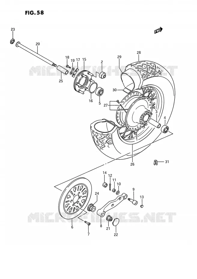 ROUE ARRIERE Suzuki MOTO 1400 INTRUDER 1990  VS1400GLPL(E2)