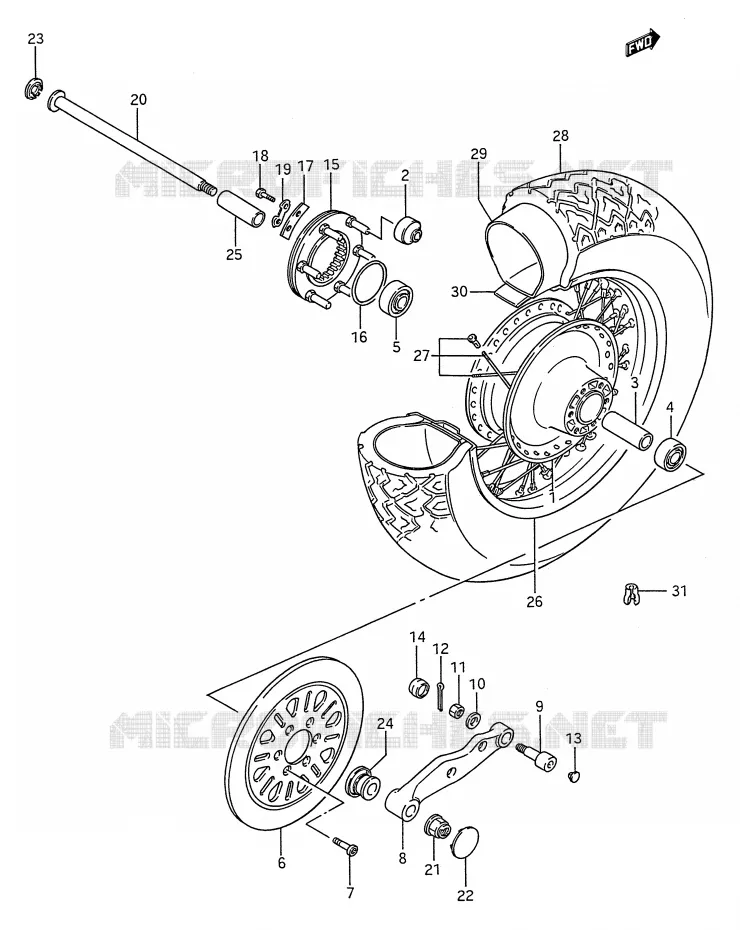 ROUE ARRIERE Suzuki MOTO 1400 INTRUDER 1994  VS1400GLFR(E28)