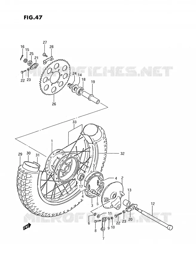ROUE ARRIERE Suzuki MOTO 185 TS-ER 1992  TS185ERN(E24)