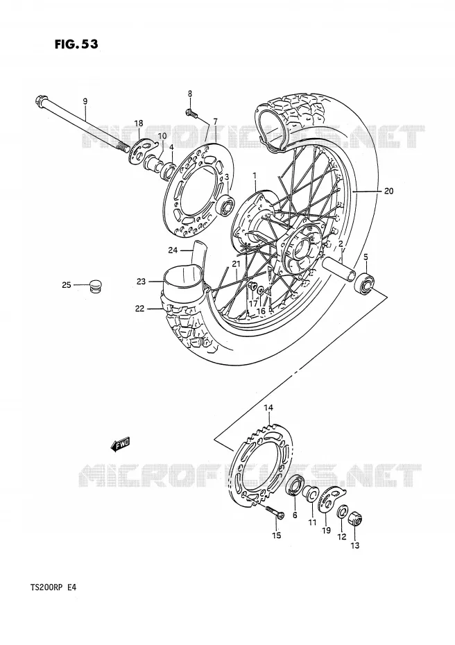 ROUE ARRIERE Suzuki MOTO 200 TS-R 1993  TS200RP(E4)