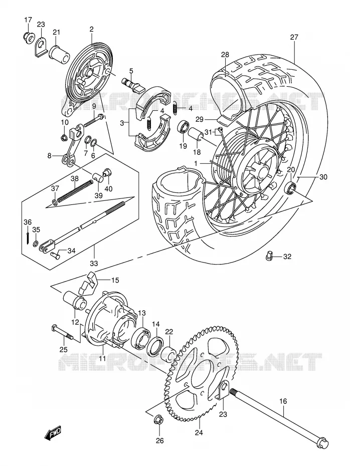 ROUE ARRIERE Suzuki MOTO 250 INTRUDER 2002  VL250K2(E2)