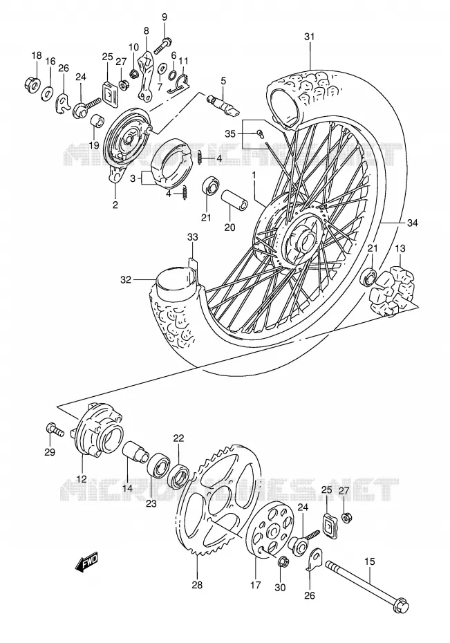 ROUE ARRIERE Suzuki MOTO 50 TS-X 1994  TS50XKR(E1)