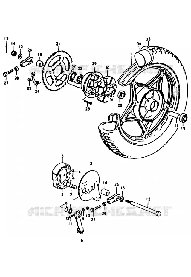 ROUE ARRIERE Suzuki MOTO 50 ZR 1992  ZR50KEN