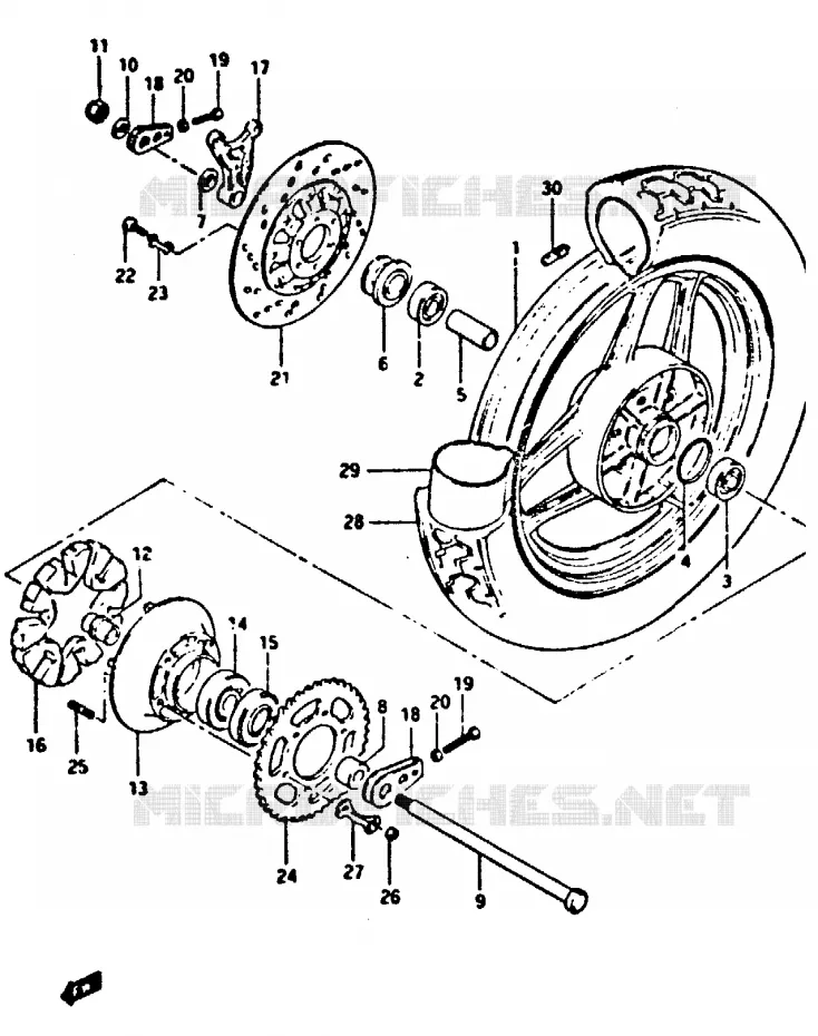 ROUE ARRIERE Suzuki MOTO 650 XN85-T 1983  XN85D